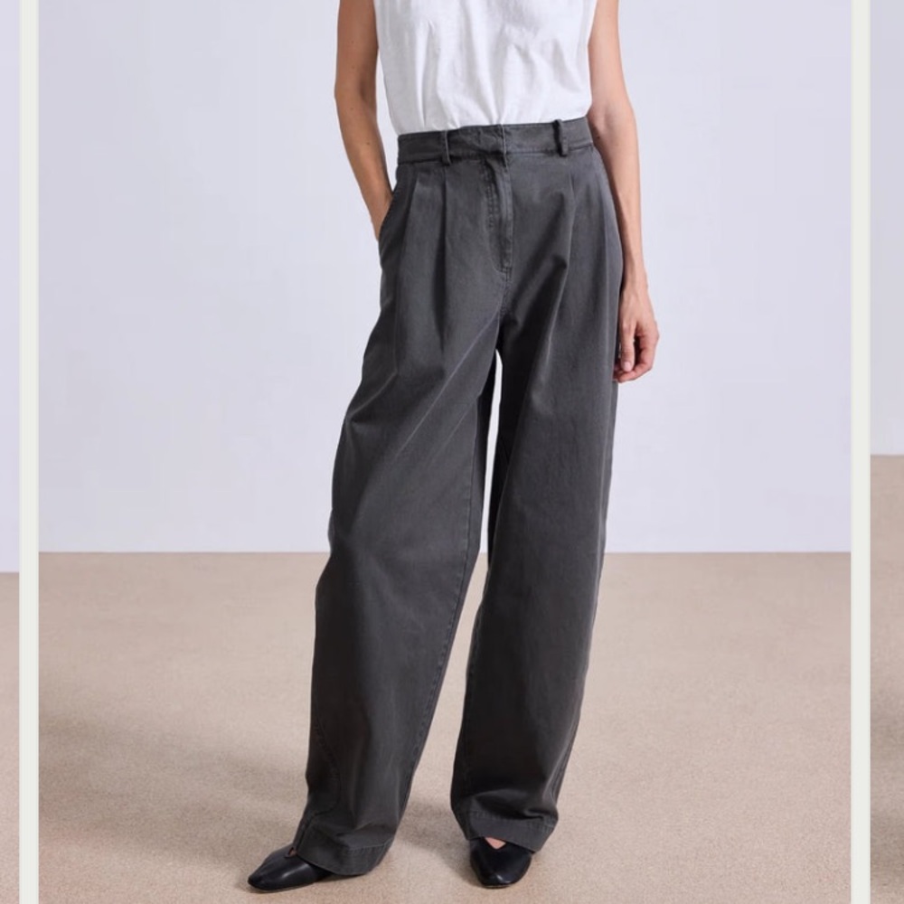 Apiece Apart NWT Dark Olive Grey-Green Wide-Leg Mirabelle Trousers, pant sz 6,
